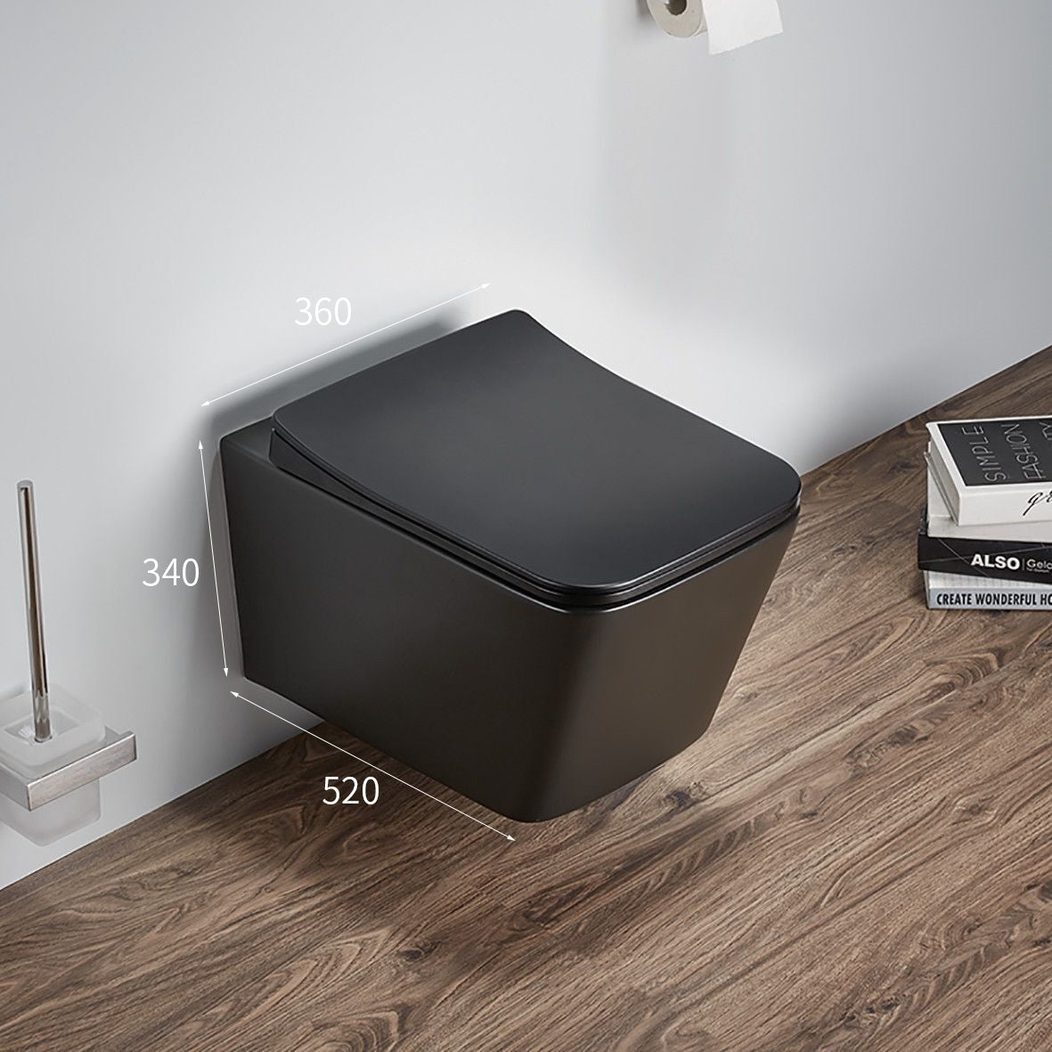 Rimless конзолна тоалетна ICC 5135MB - черен мат, ултра тънка седалка, без ръб, размери 360x340x520 мм - KERANOVA онлайн магазин