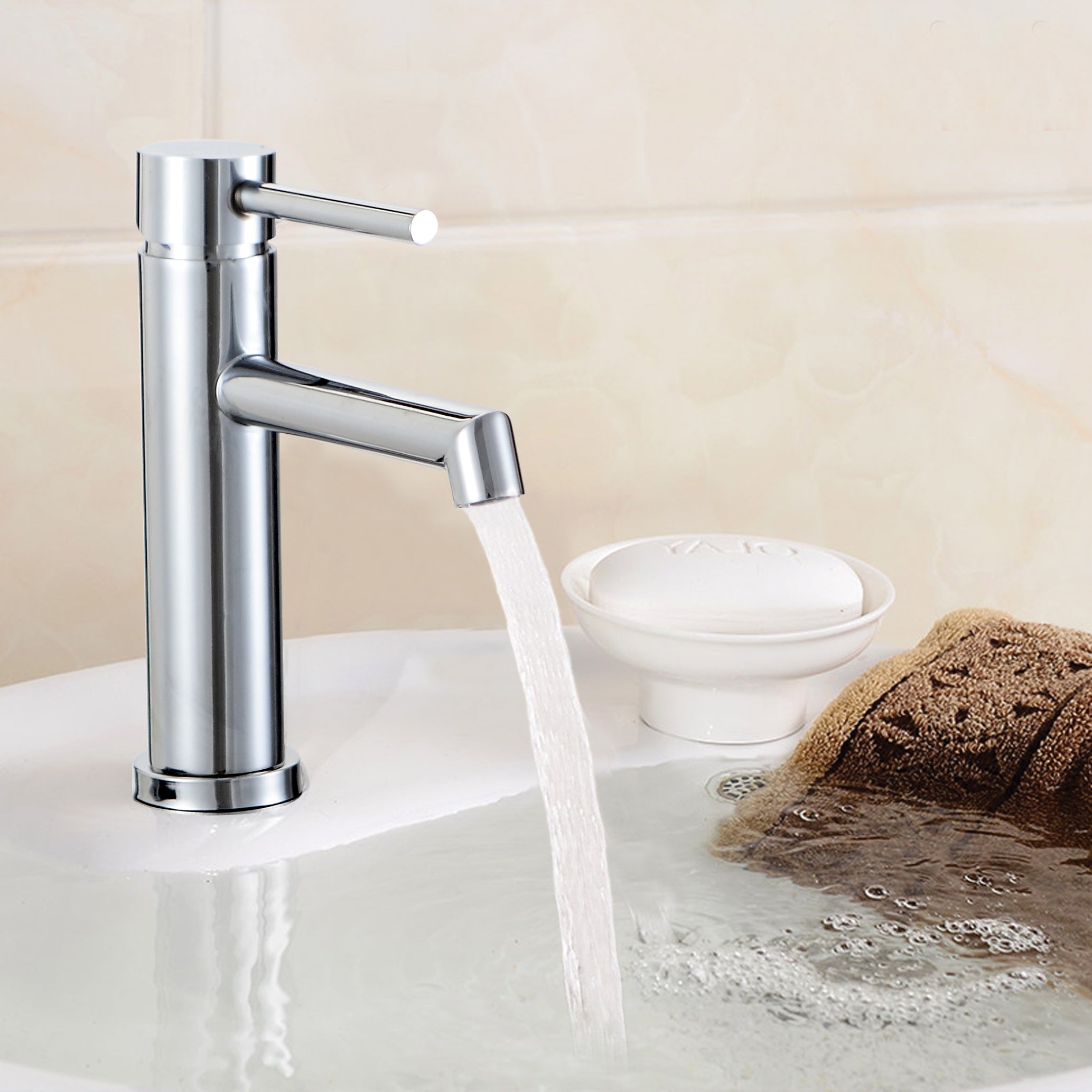 Стоящ смесител за мивка Grigio ICF 1007001C - хром, елегантен еднодръжков смесител за баня в онлайн магазин KERANOVA