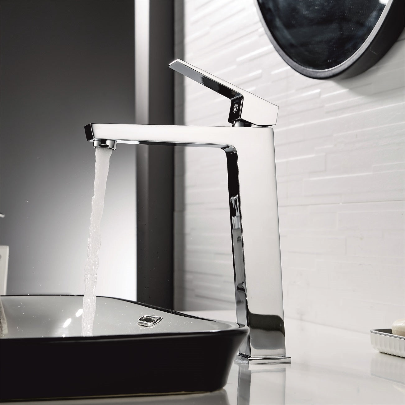 Висок смесител за мивка Elinor Chrome - хромирана батерия за мивка купа, керамичен затварящ механизъм, аератор Neopearl, онлайн магазин KERANOVA