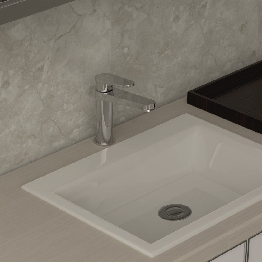 Стоящ смесител за мивка Grigio ICC - хром, керамичен механизъм, аератор Neopearl, меки връзки 45 см, онлайн магазин KERANOVA