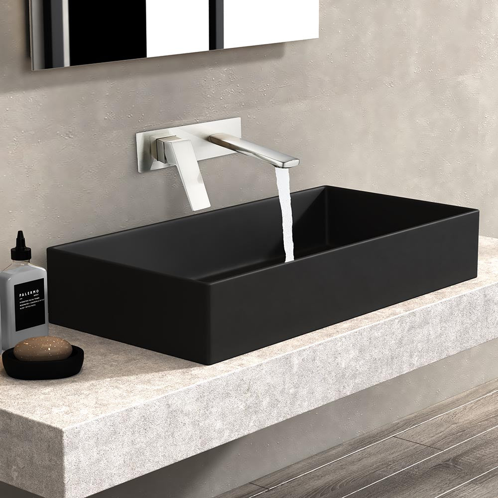 Стенен смесител за мивка Elinor Brush Nickel вграден с керамичен механизъм Sedal и аератор Neoperl – онлайн магазин за бани KERANOVA