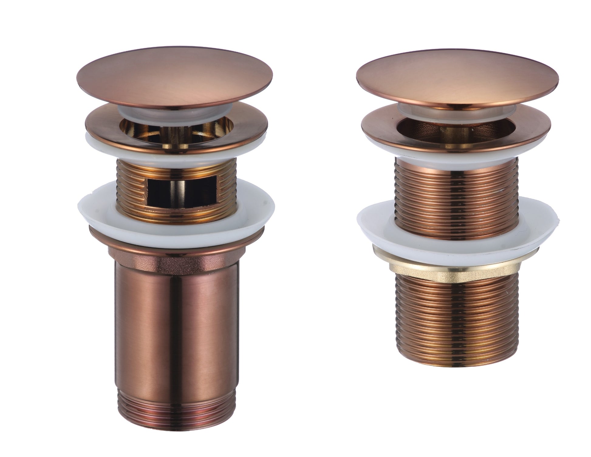 Стенен смесител за мивка Elinor Brushed Rose Gold - Push-up клапа и монтажни части, PVD покритие, онлайн магазин за обзавеждане за бани KERANOVA