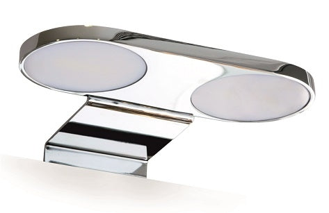 LED осветително тяло за баня хром, 2x1.5W, 6000K, 350-400lm за монтаж върху огледало или мебел - KERANOVA онлайн магазин