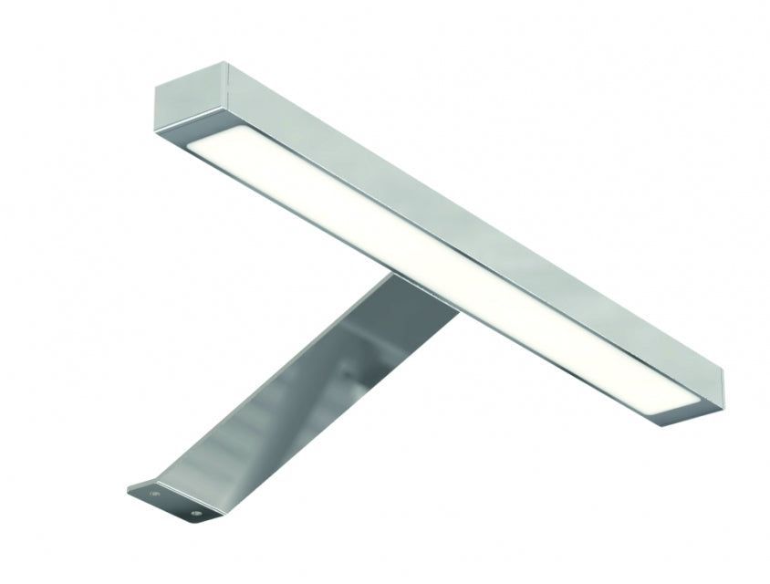 LED осветително тяло за баня хром, 6W, 380–400lm, 6000K, размер 300x130x65мм за монтаж върху огледало – онлайн магазин KERANOVA