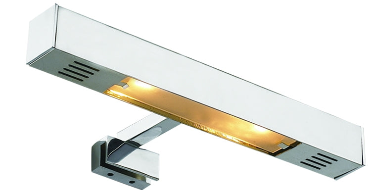 LED осветително тяло за баня хром, алуминий, 2x2.5W, размер 255x112x38 мм, монтаж върху огледало, IP23, KERANOVA онлайн магазин