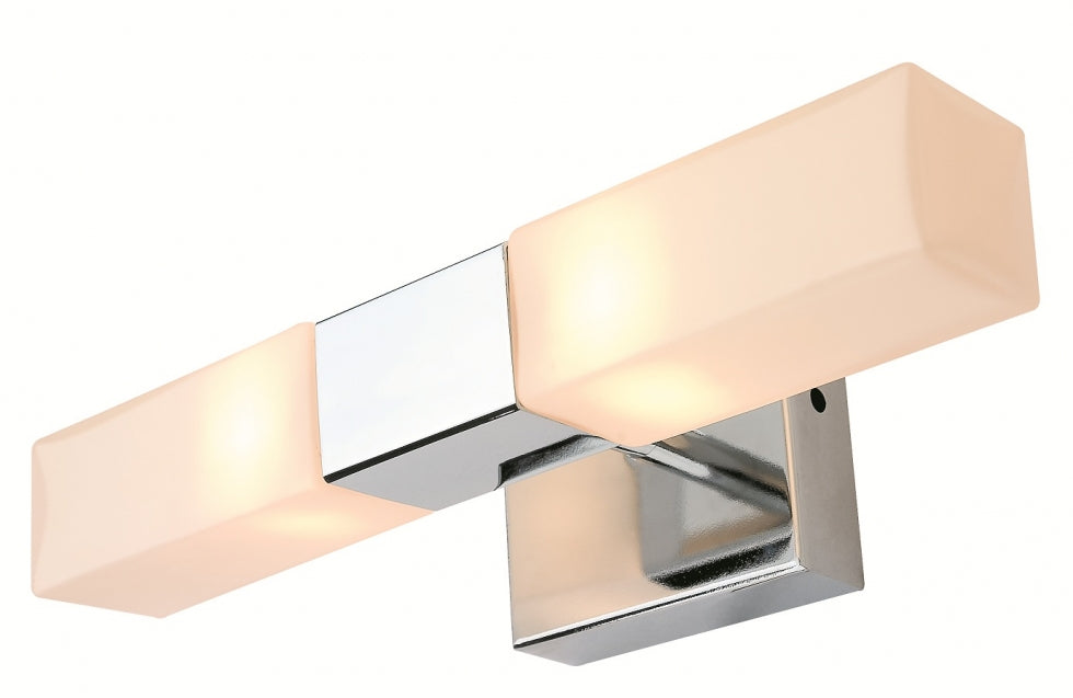 Осветително тяло за баня хром с две G9 LED крушки 220V 2x40W, IP44 за стенен монтаж — онлайн магазин за обзавеждане за бани KERANOVA
