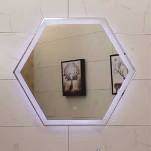Огледало с вградено осветление ICL 1491 - шестоъгълно огледало с LED рамка в онлайн магазин за обзавеждане за бани KERANOVA