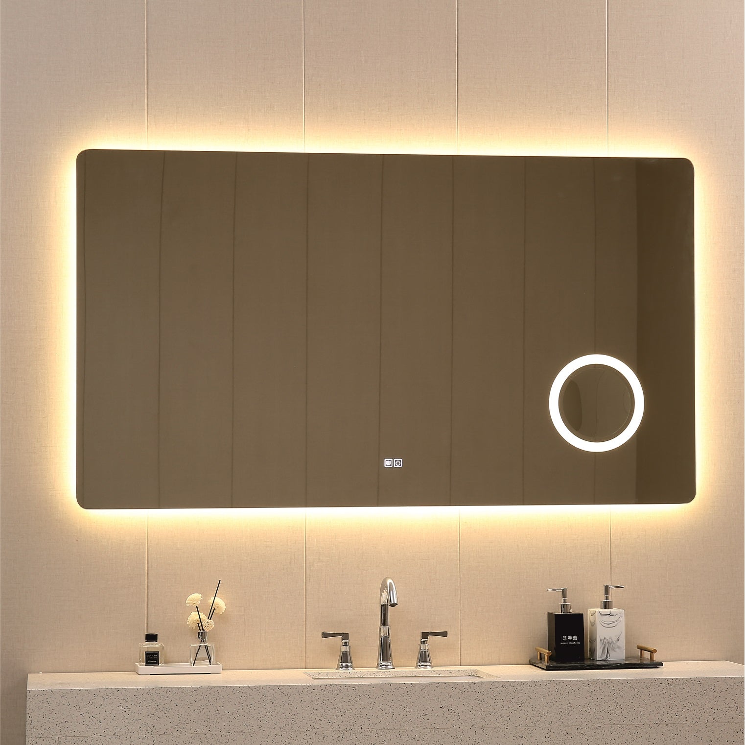 Огледало с осветление 1835 180х90 см. - LED баня 3000/4000/6500K, touch, анти-конденз, вградено увеличително огледало - KERANOVA