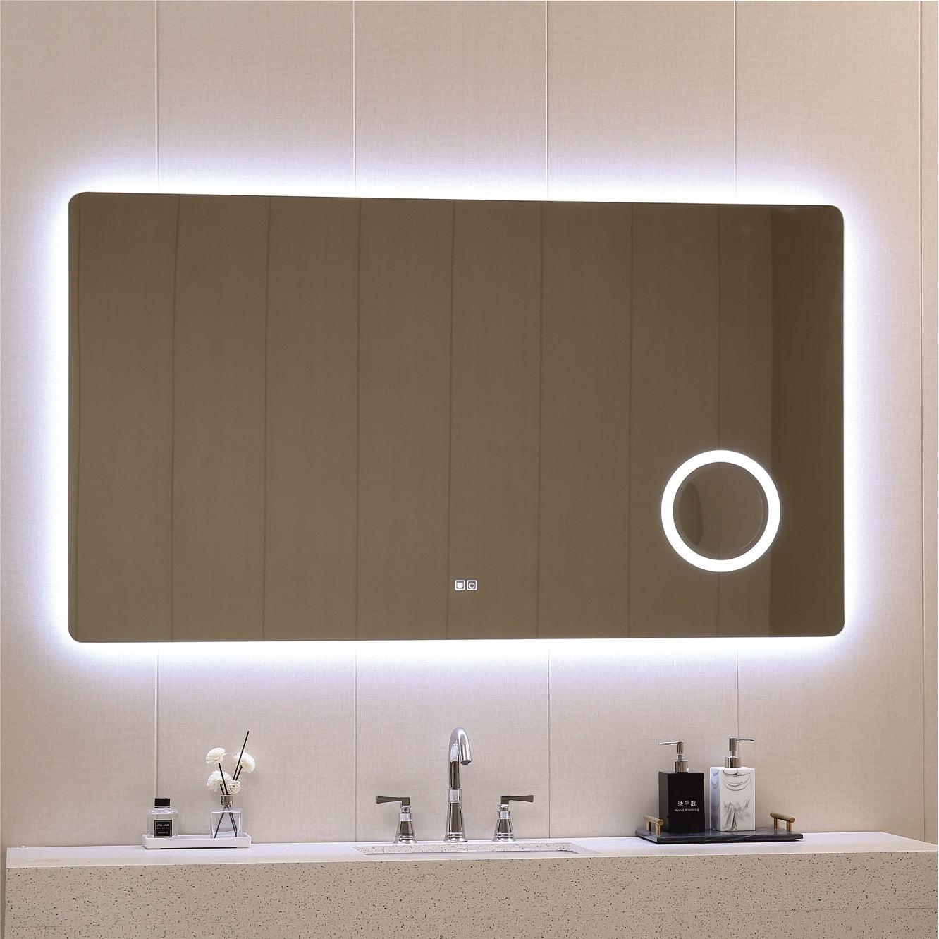 Огледало с осветление 1834 160х90 см. с вградено LED осветление, touch, антифон, увеличително огледало, онлайн магазин за бани KERANOVA