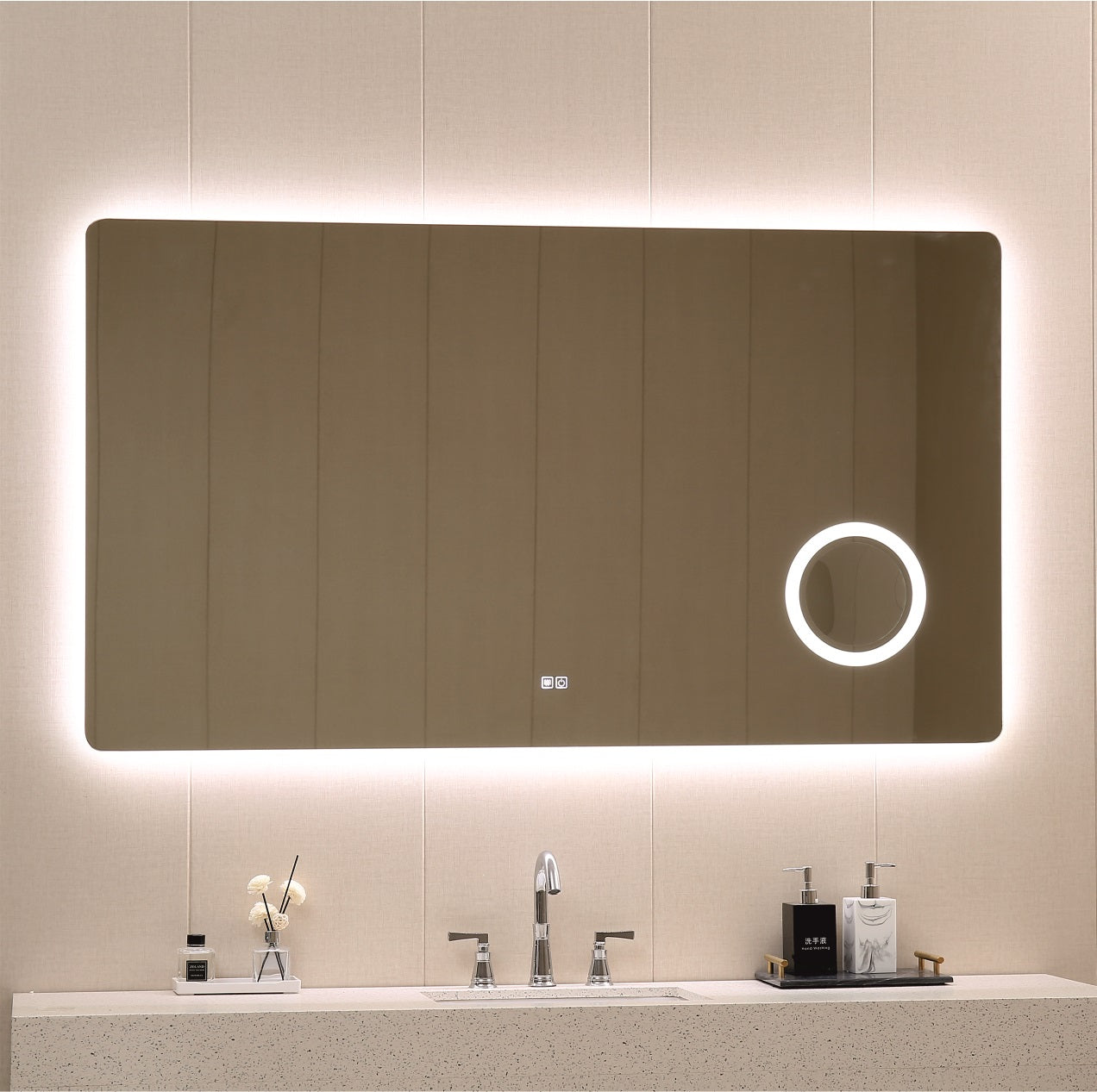Огледало с осветление 1835 180х90 см. - LED баня, touch, антифог, вградено увеличително огледало, KERANOVA онлайн магазин