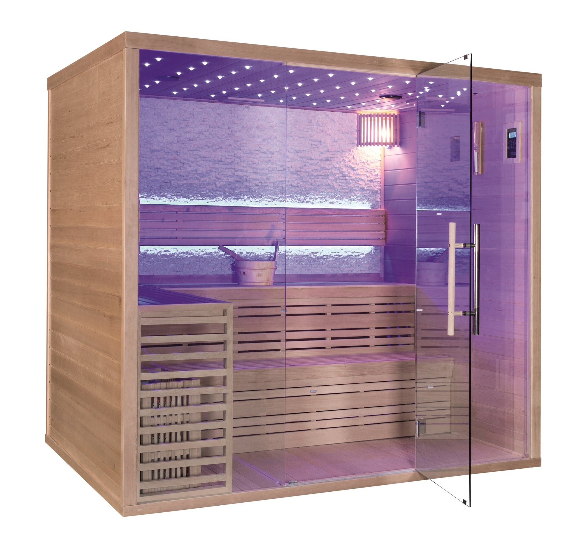 Сауна ICL 401 220х170х210 см. вътрешна монтажна сауна с LED, 6 места, печка 9kW, канадска ела - онлайн магазин KERANOVA