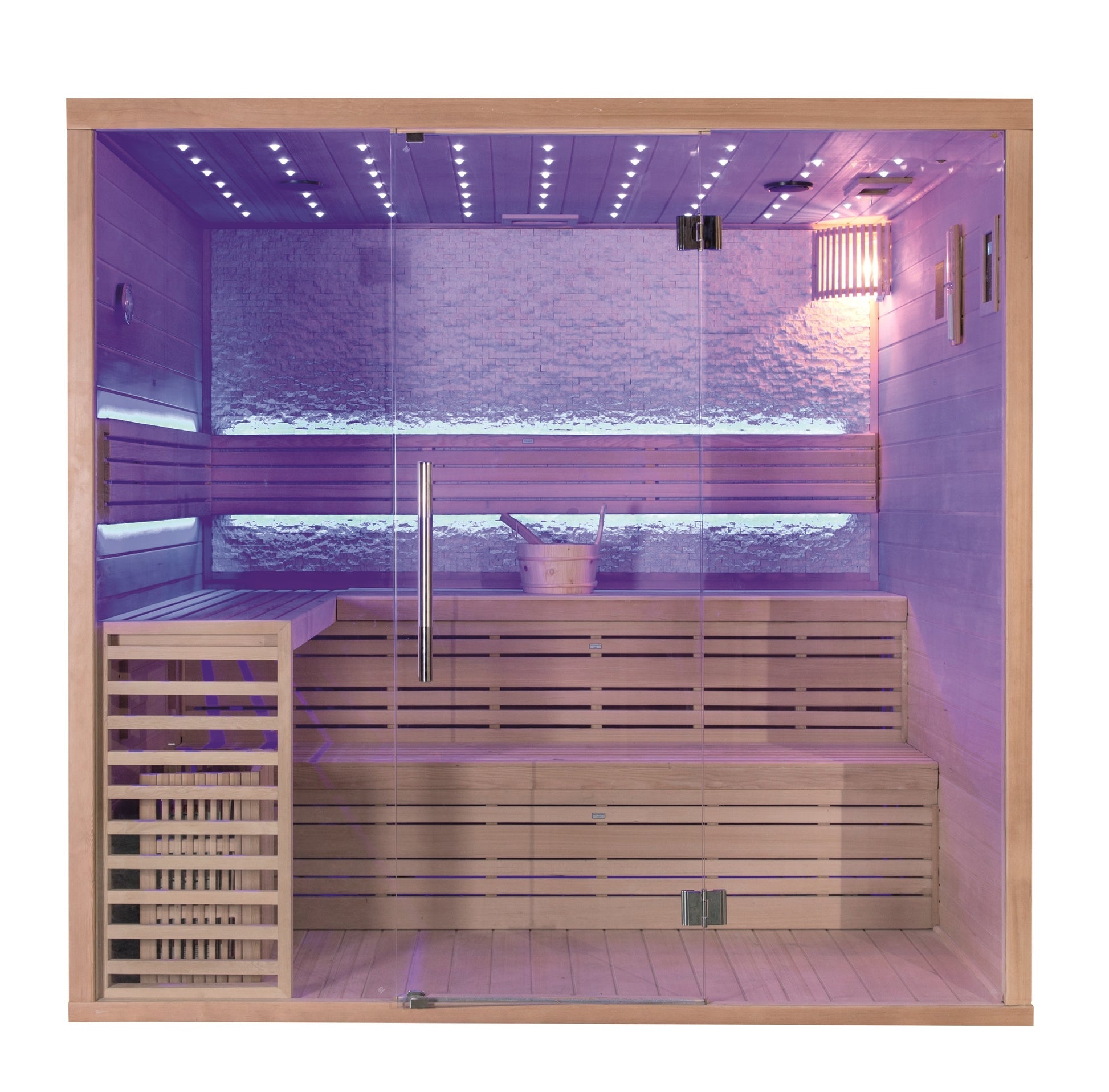 Сауна ICL 401 220х170х210 см. от канадска ела с LED осветление, 6 места, печка Havria 9kW, онлайн магазин KERANOVA