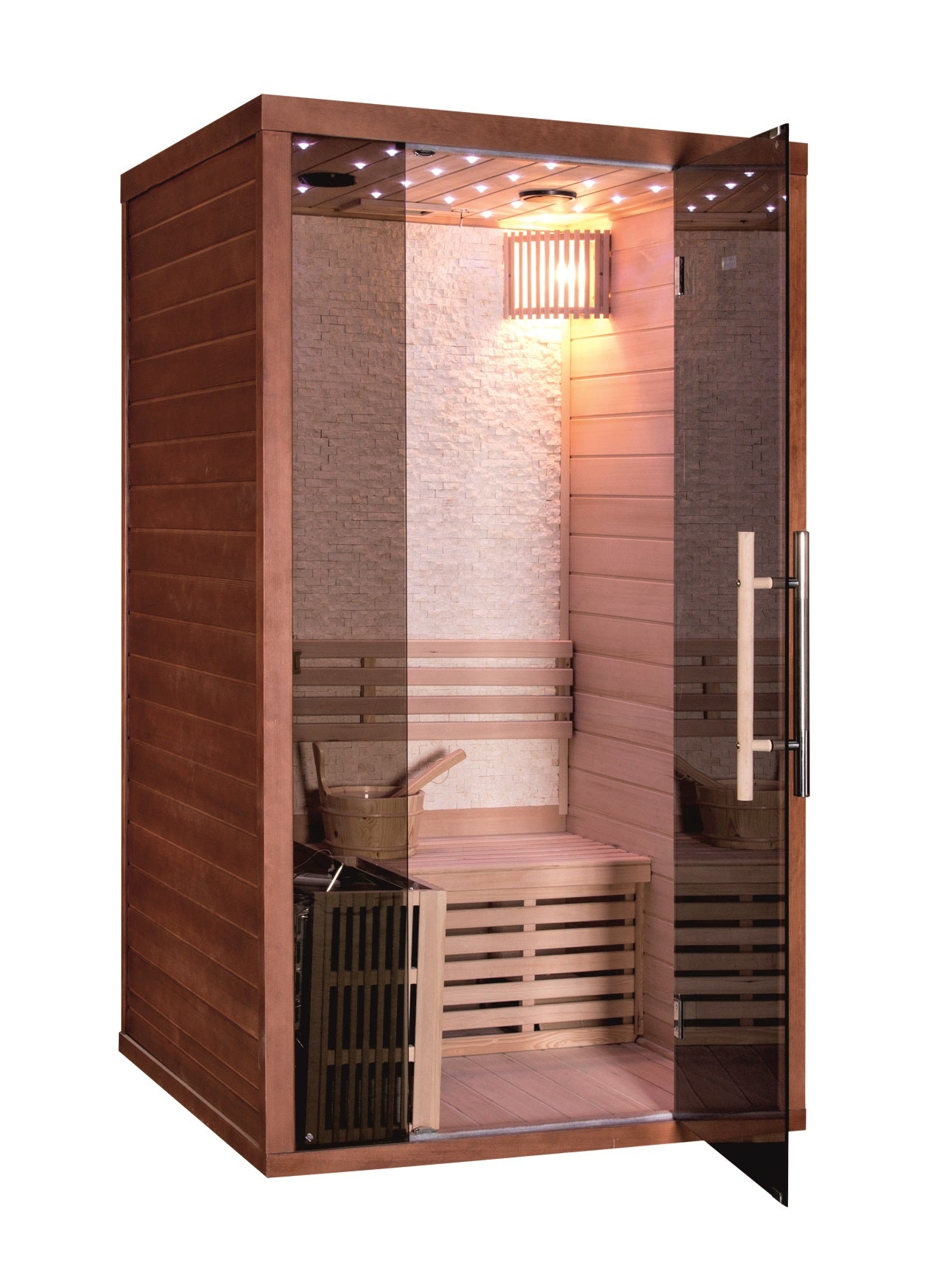 Сауна ICL 407 120х110х210 см. от канадска ела с печка Havria 4.5 kW, LED осветление и 2 места — онлайн магазин KERANOVA