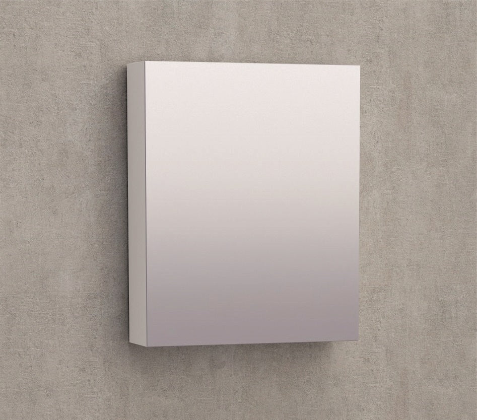 Огледален шкаф ICMC 4512-55 45х55 см. бял гланц, една огледална врата с soft close, ПВЦ, за малки бани - KERANOVA