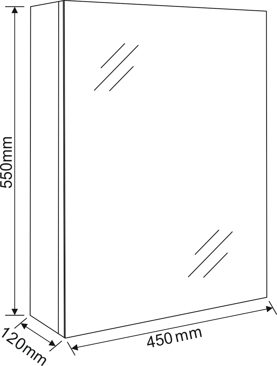 Огледален шкаф ICMC 4512-55 45х55 см. бял гланц, PVC, една огледална врата soft close, размери 45x55x12 см, онлайн магазин KERANOVA