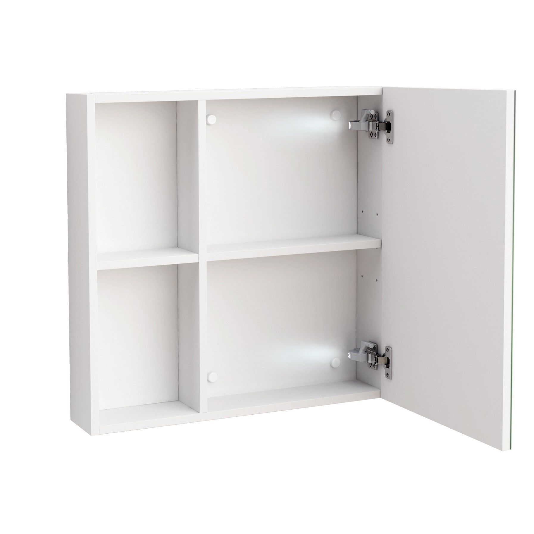 Огледален шкаф ICMC 6014-60 60 см. бял гланц с LED осветление в панти, еднокрилен ICMC 6014-60 за баня - KERANOVA онлайн магазин