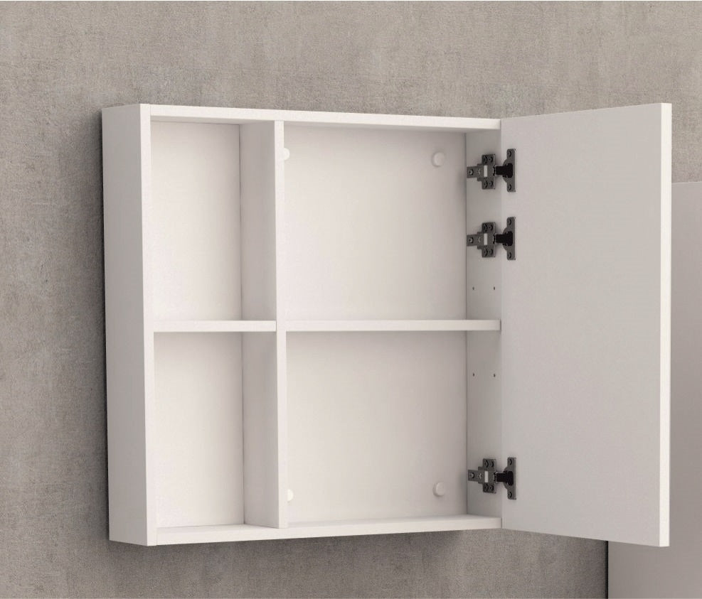 Огледален шкаф ICMC 6014-60 60 см. бял гланц с осветление в панти, 1 врата soft close, PVC, онлайн магазин KERANOVA