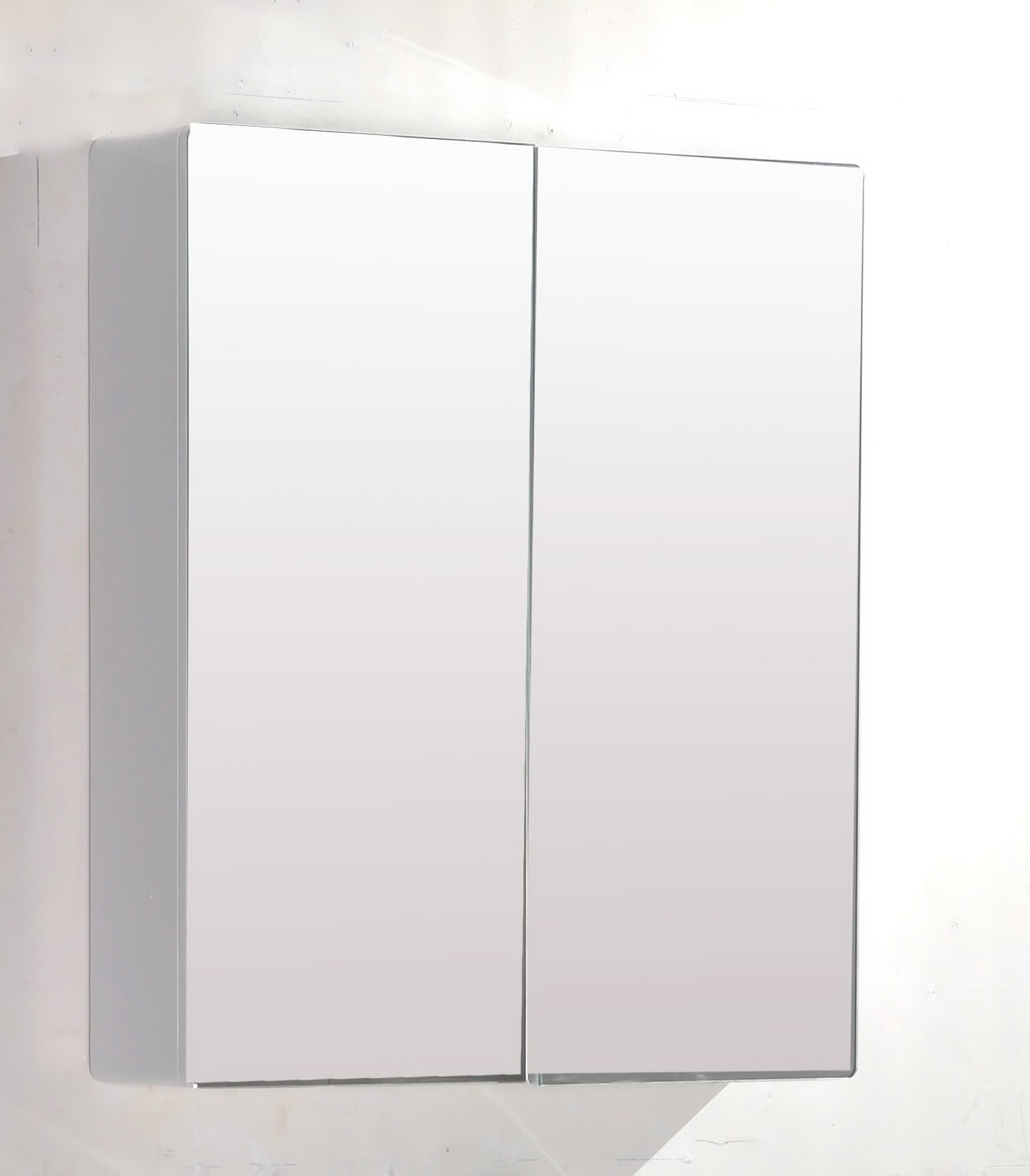 Alt Tag: Огледален шкаф ICMC 7046 UP/7013 60 см. бял гланц, горен PVC шкаф с две огледални врати и soft close панти - KERANOVA