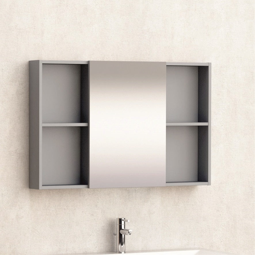 Огледален шкаф ICMC 9014-60MG 90 см. с една врата soft-close, ПВЦ меламин сив мат за баня – KERANOVA онлайн магазин