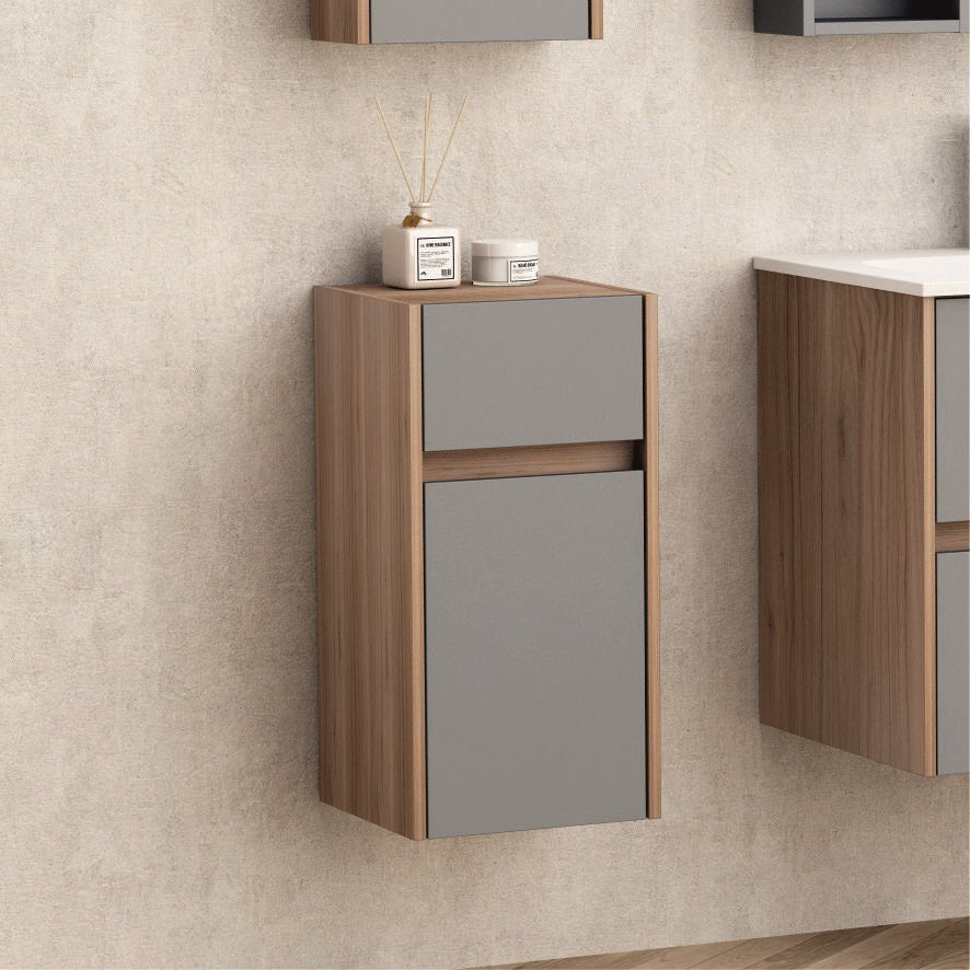 Колона ICP 3030/60 30х30х60 см. – стенна PVC колона за баня с дървесно покритие меламин и сив мат, онлайн магазин KERANOVA