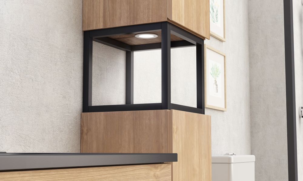 Мебел за баня Simon 60 см. дървесен ефект с метална рамка и LED осветление - онлайн магазин KERANOVA