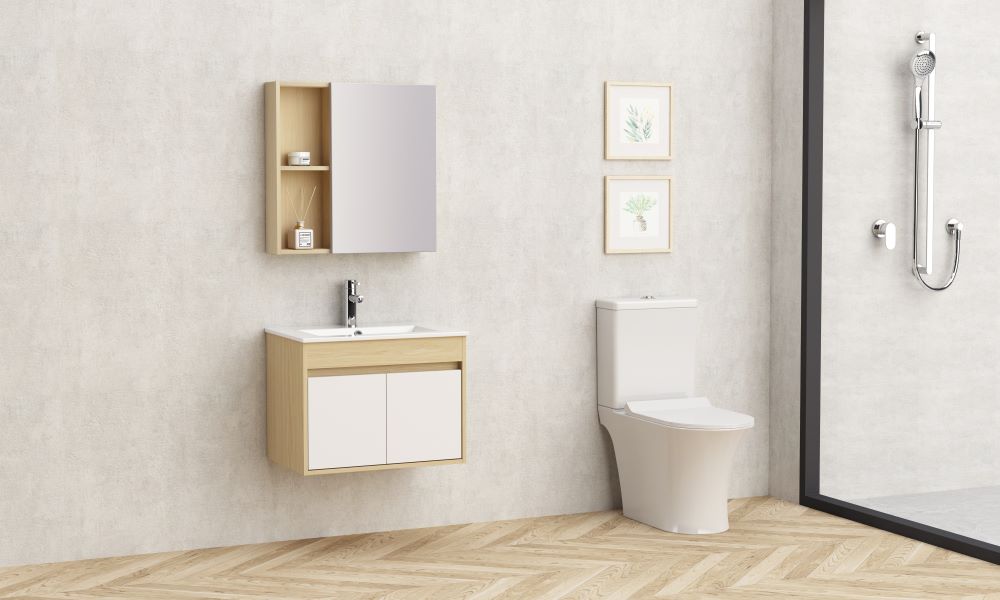 Мебел за баня Siena 60 см. бял гланц шкаф под мивка и огледален шкаф - онлайн магазин KERANOVA