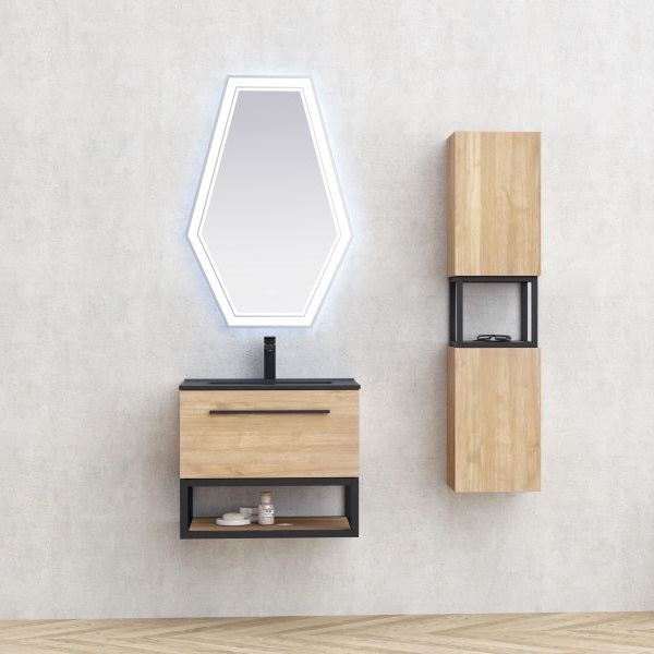 Мебел за баня Simon 60 см. с LED огледало, алуминиева дръжка и прахово боядисана метална рамка - KERANOVA онлайн магазин