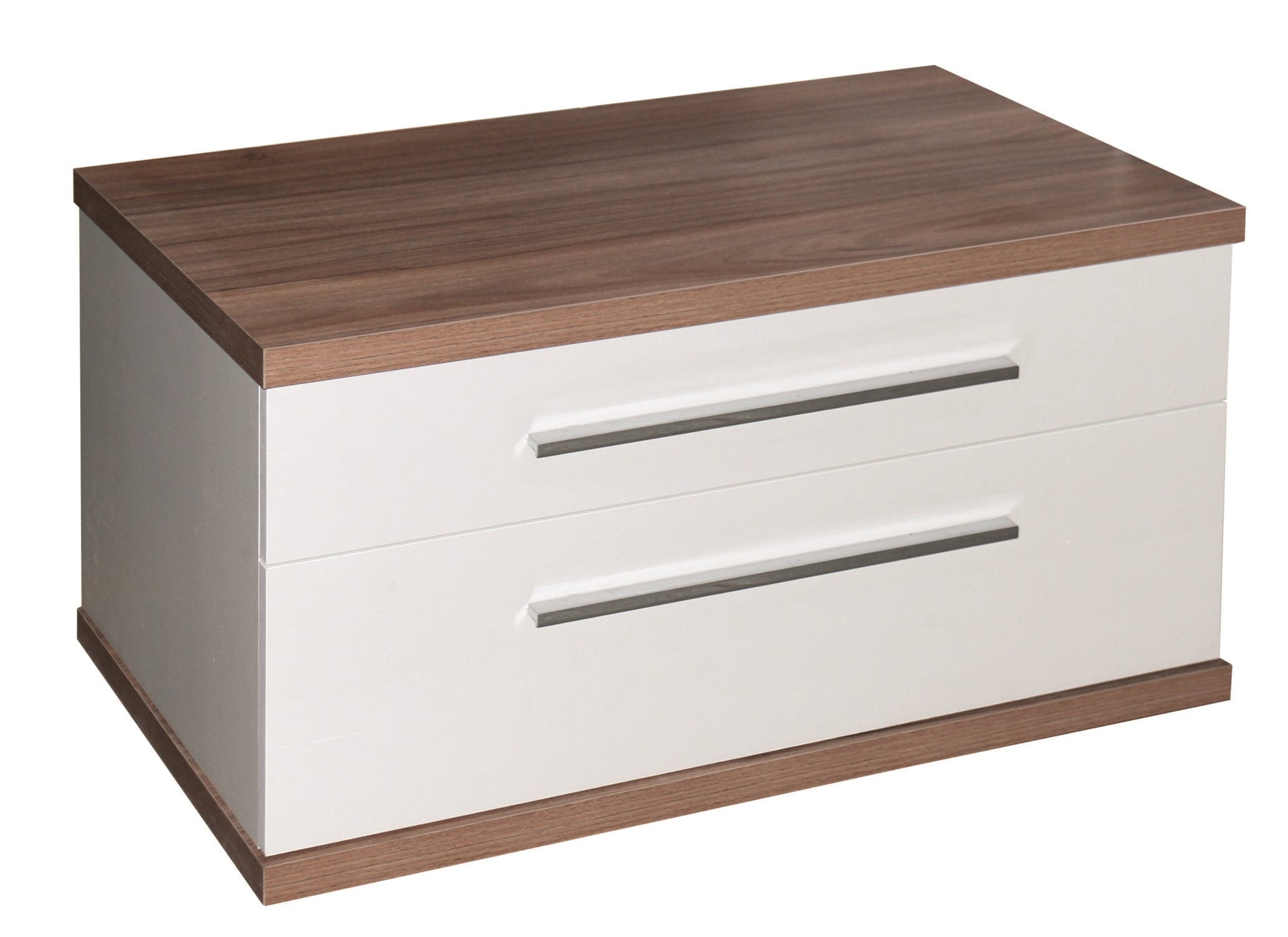 Шкаф с мивка ICP 8144-2 80 см. водо- и влагоустойчив ПВЦ бял гланц с дървесен плот и две плавно затварящи се чекмеджета - KERANOVA