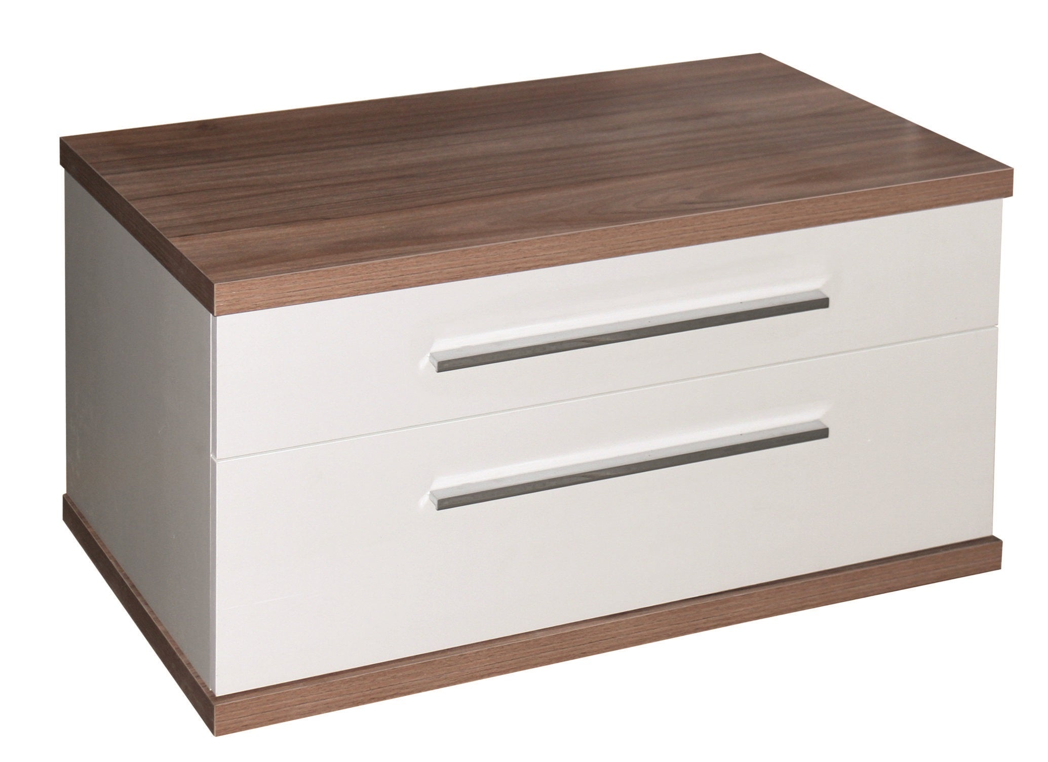 Шкаф с мивка ICP 8144-2 80 см. водо- и влагоустойчив ПВЦ бял гланц с дървесен плот и две плавно затварящи се чекмеджета - KERANOVA