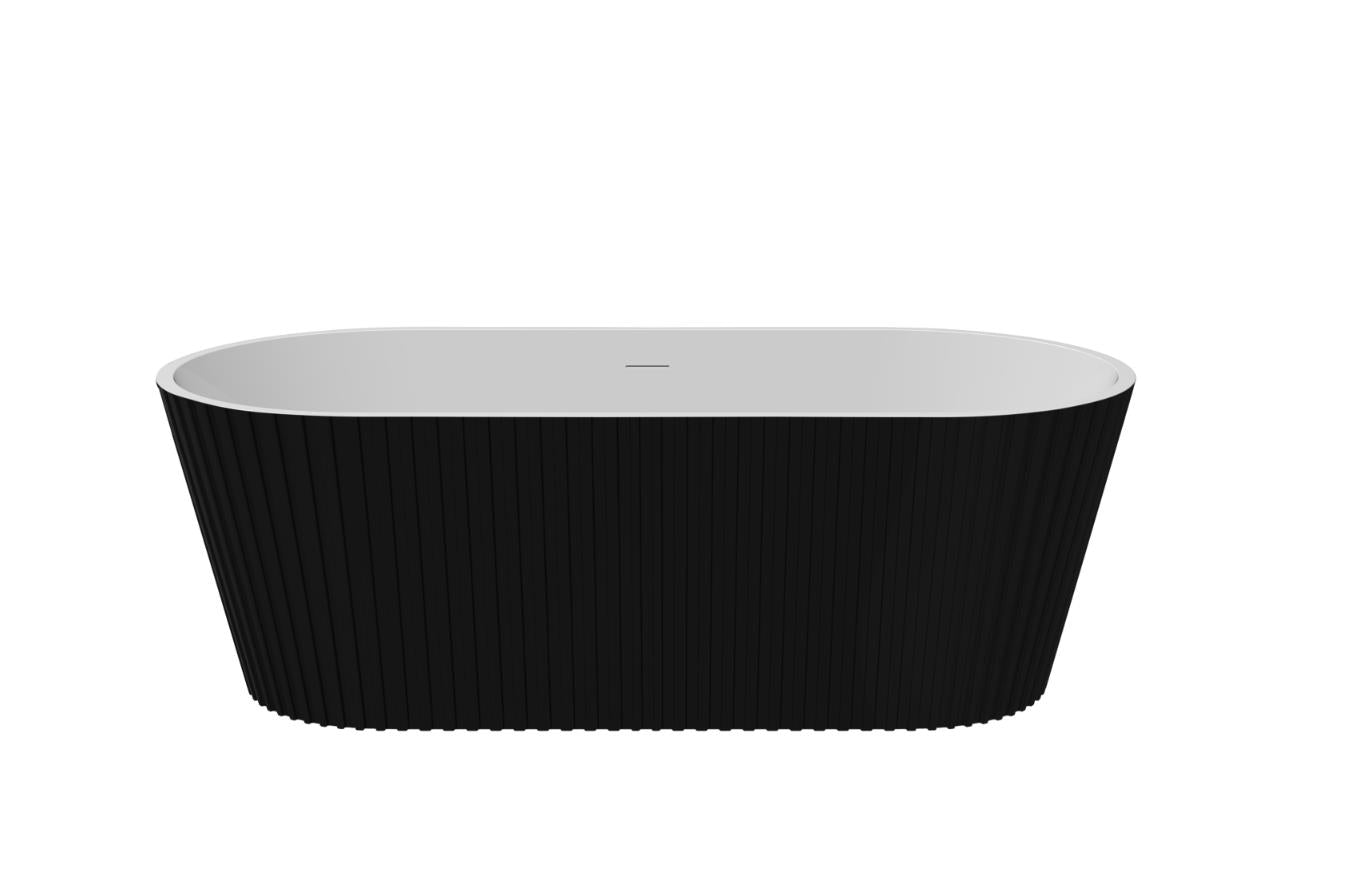 Свободно стояща вана ICSH LB1611MB - 170х80 см. - черен мат от KERANOVA, неръждаема рамка, вграден преливник