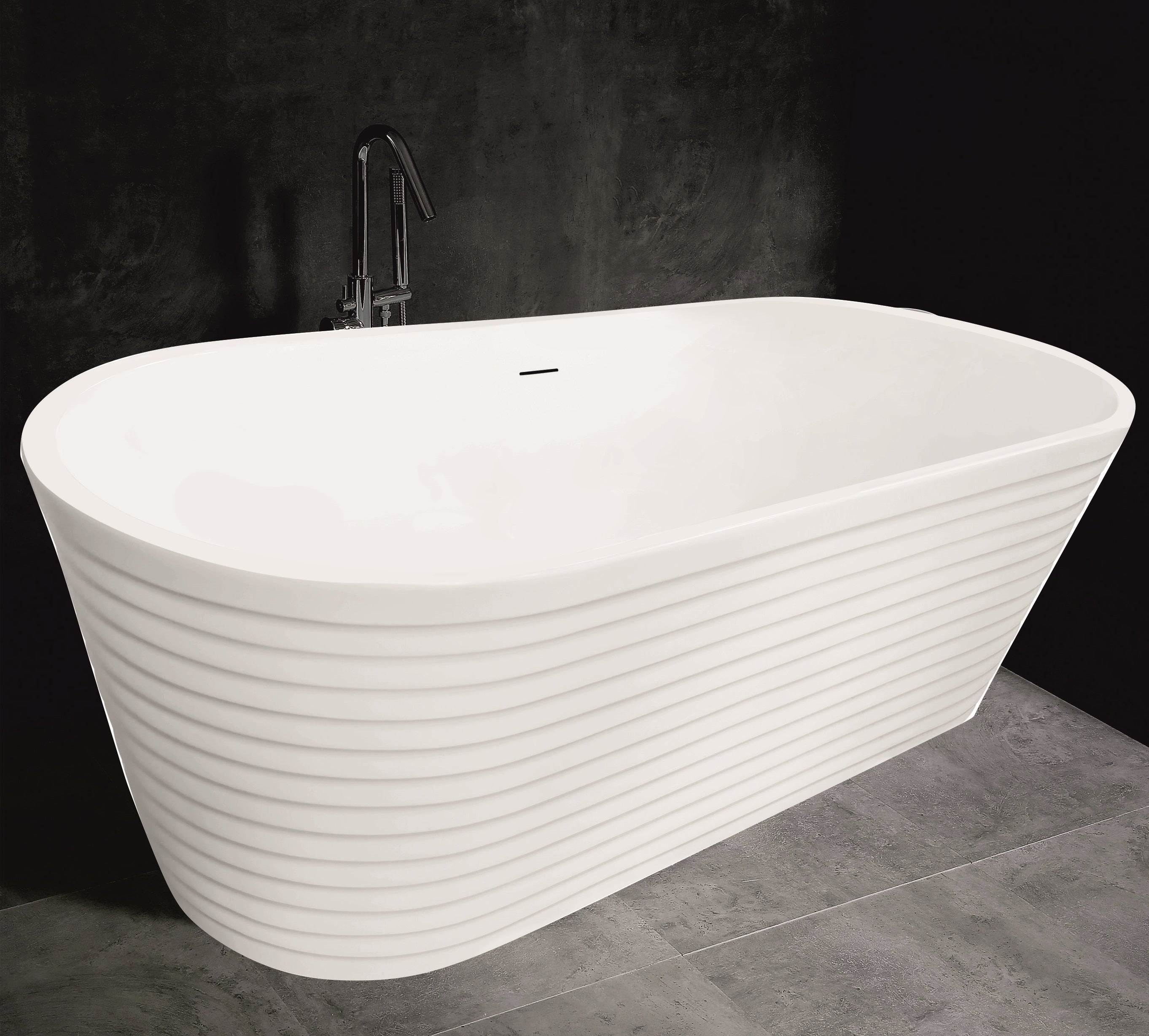 Свободно стояща вана ICSH LB1986MW - 165х74 см. - бял мат от онлайн магазин за обзавеждане за бани KERANOVA, с рамка от неръждаема стомана и вграден преливник