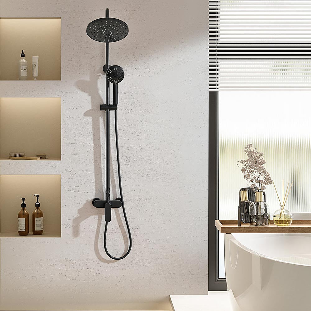 Душ колона ICT 6237MB в черен мат с телескопична стойка, ръчен душ 5 функции и душ глава Ø23 см, онлайн магазин KERANOVA