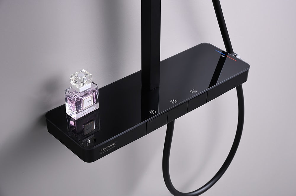 Душ колона с чучур Majestic - черна телескопична душ колона Majestic ICT 6703MB с чучур, термостат и ръчен душ, онлайн магазин за баня KERANOVA