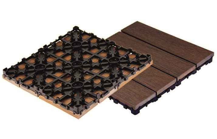 Подов декоративен панел IC SS05TEAK тик, HDPE с дървесни влакна, противохлъзгащ, за вътрешна и външна употреба - KERANOVA