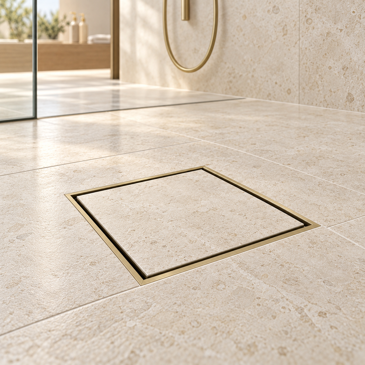 Подов сифон Velora Brushed Gold 10х10 см - драскано злато