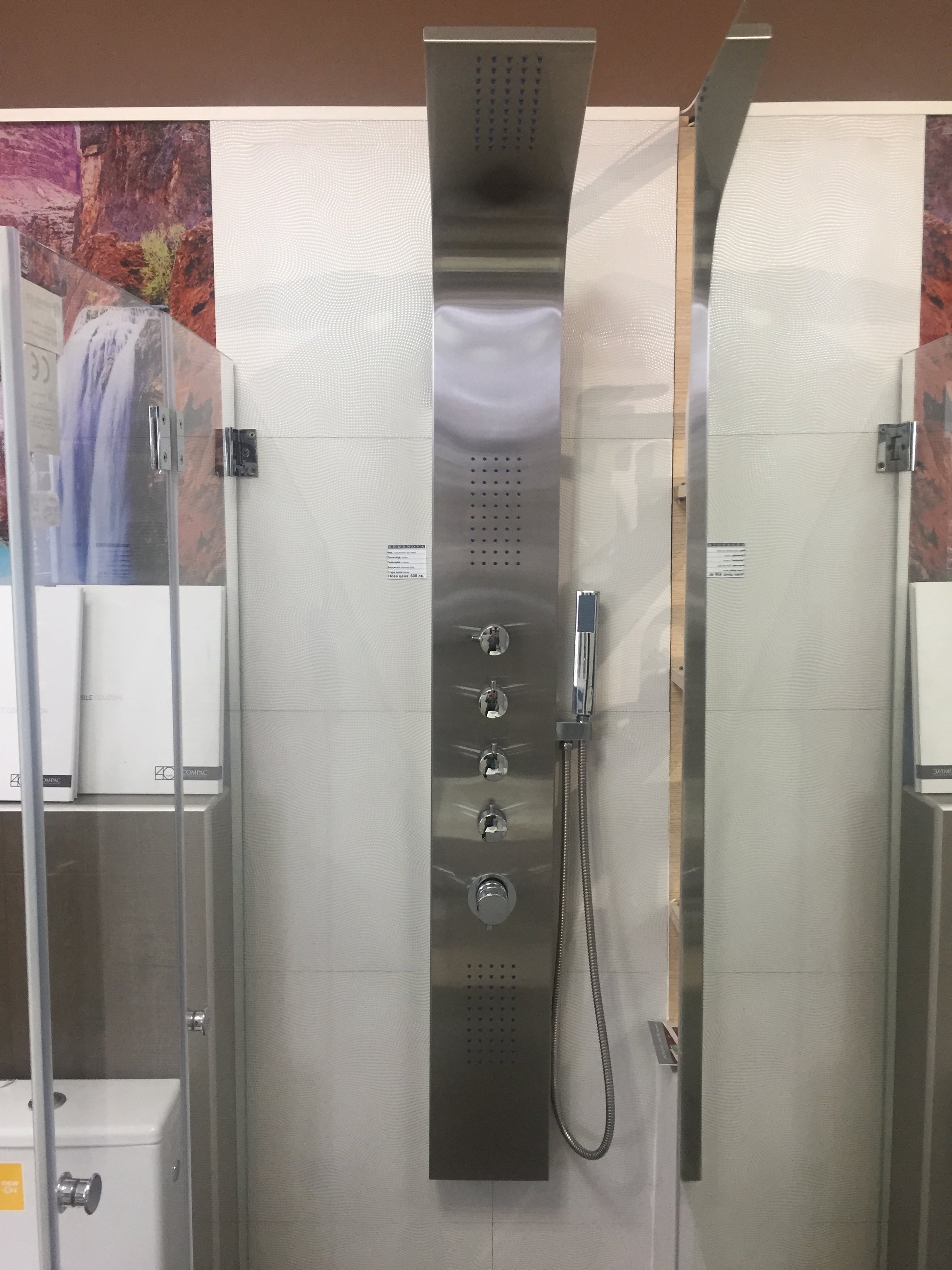 Хидромасажен душ панел 9901 от неръждаема стомана AISI 304, височина 165 см, 3 сета хидромасажни дюзи, онлайн магазин за обзавеждане за бани KERANOVA