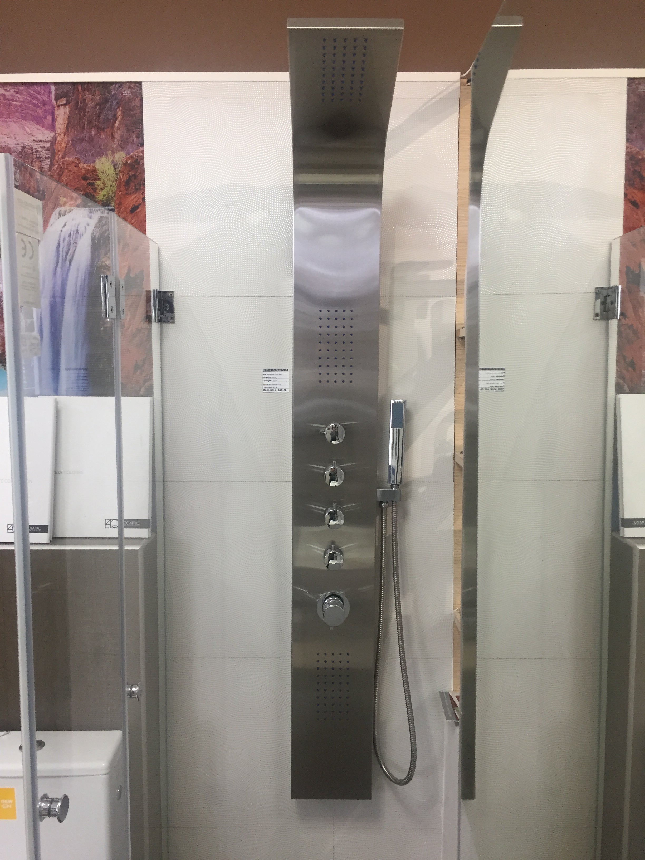 Хидромасажен душ панел 9901 от неръждаема стомана AISI 304, височина 165 см, 3 сета хидромасажни дюзи, онлайн магазин за обзавеждане за бани KERANOVA