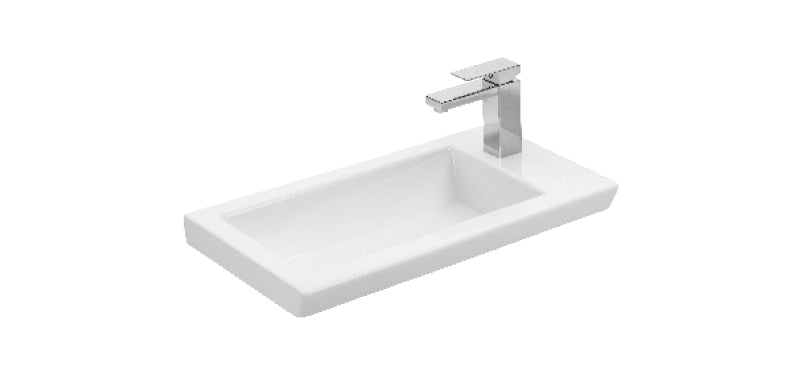 Alt Tag: Мебел за баня Luxus PL Wood 60x34 см. - бяла порцеланова мивка 60x34 см с профил и модерна батерия, онлайн магазин за обзавеждане за бани KERANOVA