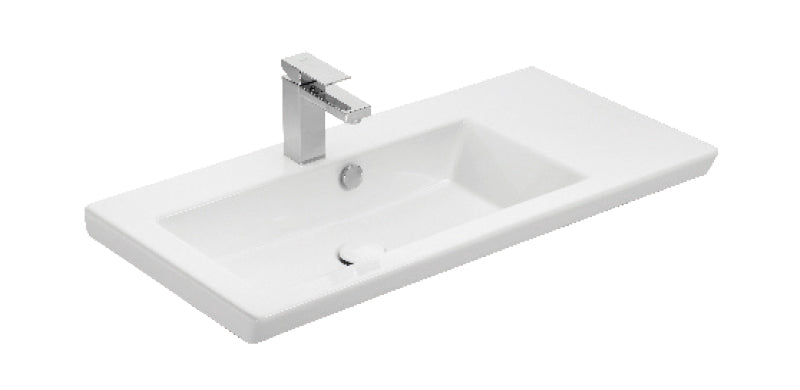 Мебел за баня Luxus PL Wood 85 см. - порцеланова мивка 83.5x44x16 см за онлайн магазин за обзавеждане за бани KERANOVA