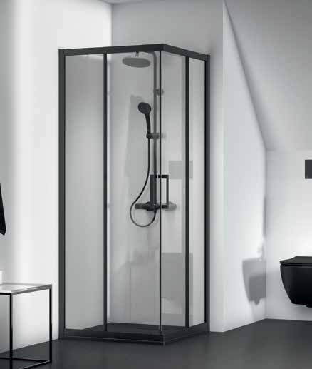 Душ кабина Connect 2 Silk Black 100x100 см. - Ideal Standard, 100x100 см с черен мат алуминиев профил, плъзгащи се врати, 6 mm закалено стъкло