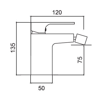Смесител за биде Teris — стоящ дизайн с размери 120x135x50 мм, 5 години гаранция, онлайн магазин KERANOVA