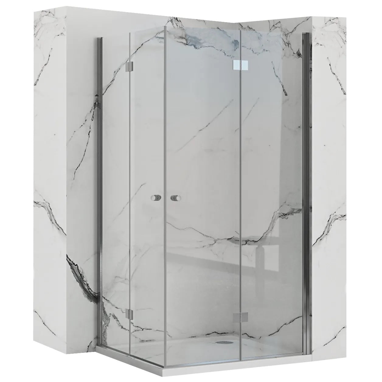 Rea Fold N2 Chrome 80х120 см. - две сгъваеми врати луксозна душ кабина с хром и анти калк покритие - KERANOVA онлайн магазин