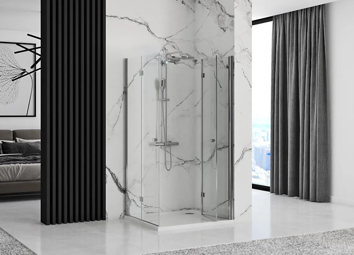 Rea Fold N2 Chrome 70х120 см. - две сгъваеми врати в луксозна душ кабина с хром и анти калк покритие - KERANOVA онлайн магазин