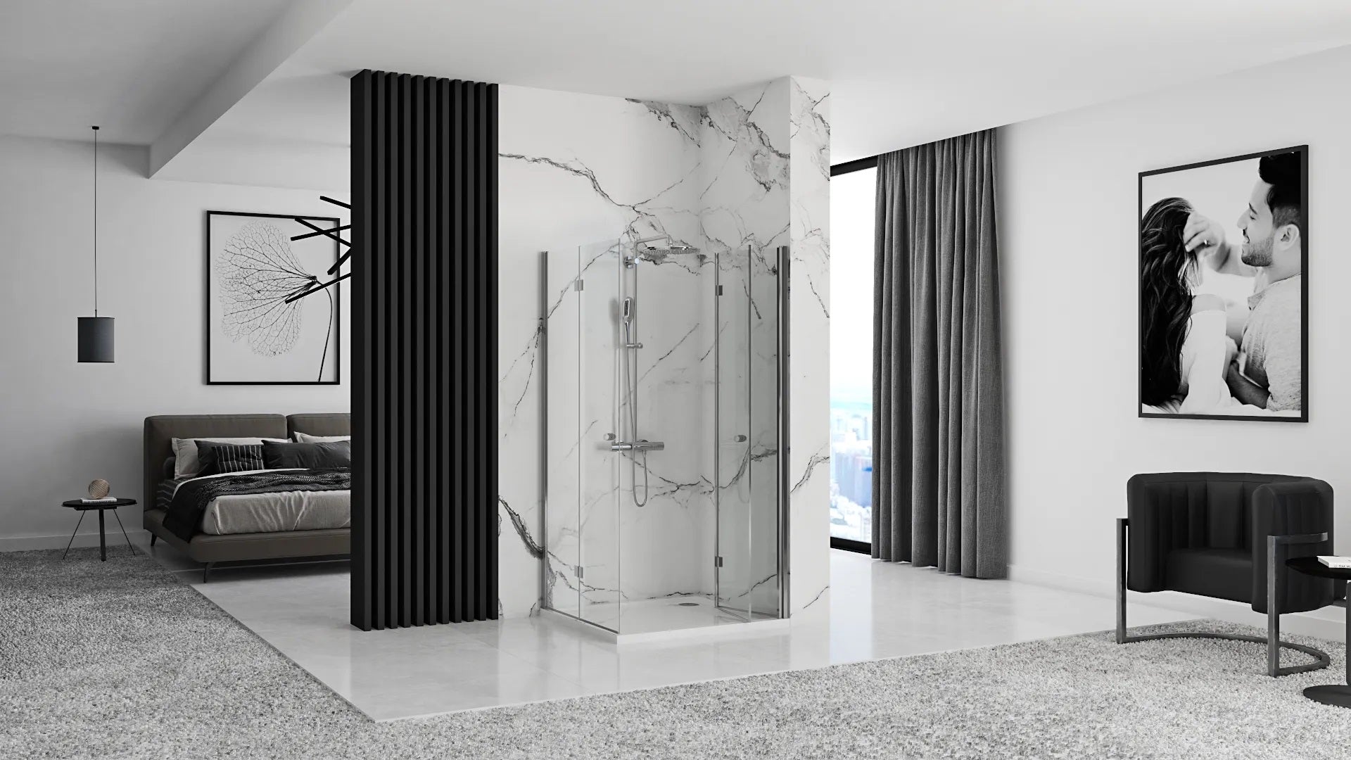 Rea Fold N2 Chrome 70х70 см. - две сгъваеми врати в луксозна баня, прозрачно закалено стъкло с хромирани панти - KERANOVA онлайн магазин