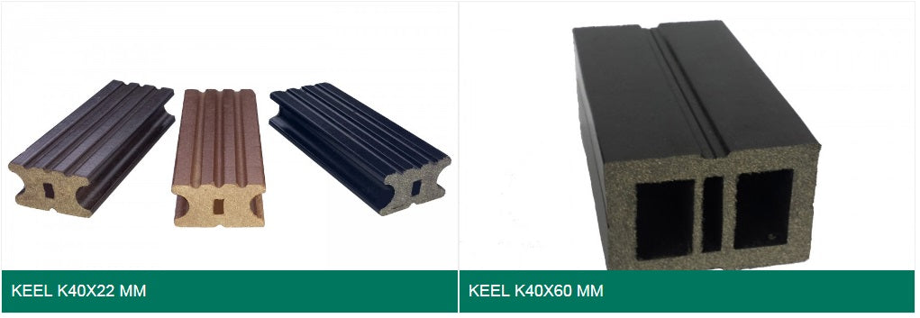 WPC декинг и цялостно оборудване - WPC профили Keel K40x22 и K40x60 мм за градина и тераса, устойчиви на влага и UV