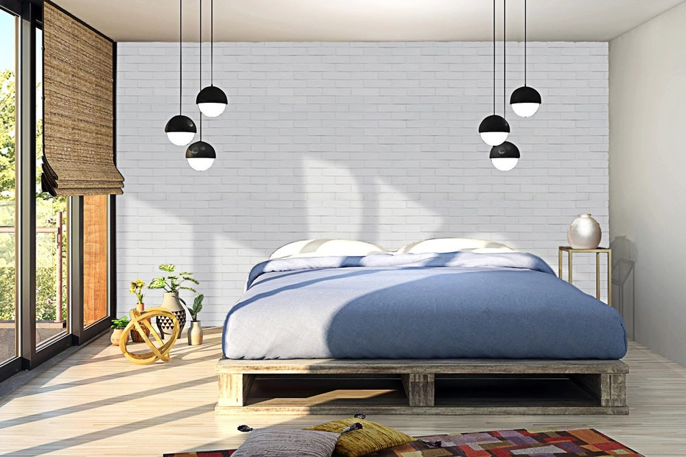 Kerabrick - 5 цвята бяла декоративна облицовка стена в модерна спалня, онлайн магазин за обзавеждане за бани KERANOVA