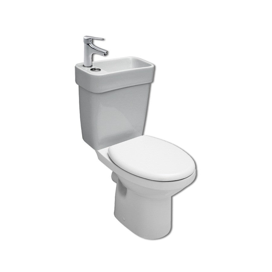 Моноблок с мивка Lila - Serel бял моноблок с вграден умивалник и Duroplast дъска за баня - KERANOVA