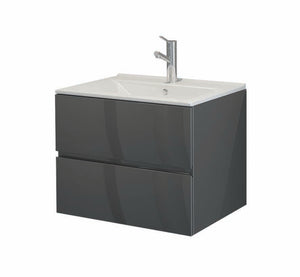 Шкаф с мивка Line 65 чекмеджета RAL в гланц тъмносив, модерен комплект за баня от онлайн магазин за обзавеждане за бани KERANOVA