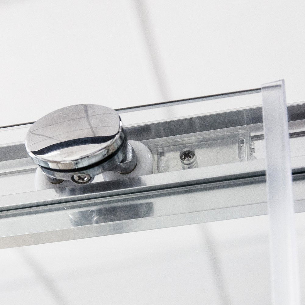 Параван Lega Line 108-111 см. – детайл плъзгащ механизъм с двойни ролки и Rolshield Nanoglass за онлайн магазин KERANOVA