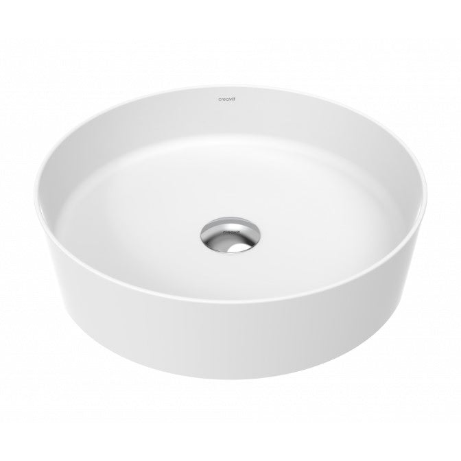 Мивка за плот Loop Ф45 см. снежнобяла порцеланова тънка стенна мивка за плот LP145 за баня - онлайн магазин KERANOVA